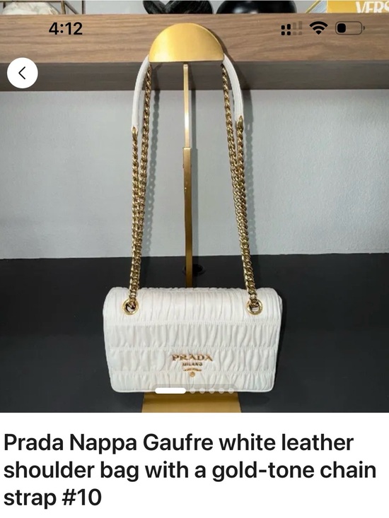 Prada Handbags - Prada White Quilted Nappa Leather Shoulder Bag with Gold Chain